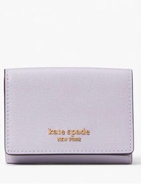 Kate Spade NY Trifold Wallet in Pale Lavender with Gold Logo - EUC